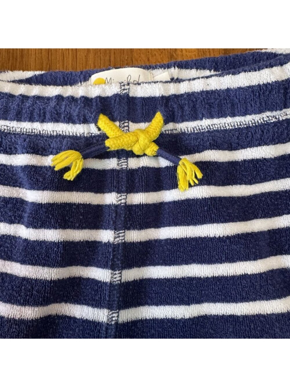 MINI BODEN Toweling Shorts Boys 7 7Y 122cm Blue White Striped Terry Cloth Short - Picture 3 of 7